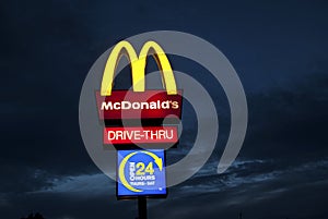 McDonalds sign at night
