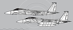 McDonnell Douglas F-15 Eagle. Vector drawing of air superiority fighter.