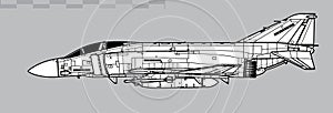 McDonnell Douglas Phantom II F3. F-4J UK. Vector drawing of air defence interceptor. photo