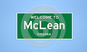 McLean, Virginia city limit sign. Town sign from the USA.