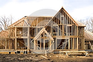 McMansion house in framing phase