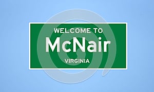 McNair, Virginia city limit sign. Town sign from the USA.