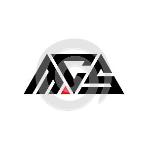 MCS triangle letter logo design with triangle shape. MCS triangle logo design monogram. MCS triangle vector logo template with red