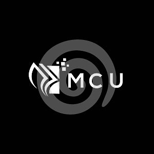 MCU credit repair accounting logo design on BLACK background. MCU creative initials Growth graph letter logo concept. MCU business