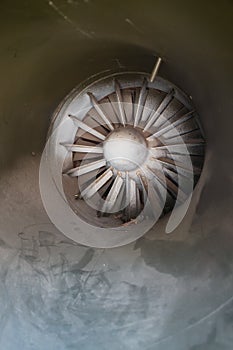 MCU Detail of jet turbine intake on captured USAF aircraft in Vietnam