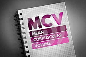 MCV - Mean Corpuscular Volume acronym