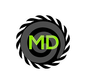 MD company name in round rope icon. MD green icon