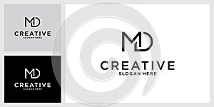 MD or DM initial letter logo design vector
