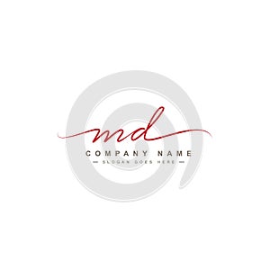 MD Initial Letter Logo - Handwritten Signature Logo