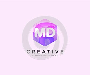 MD initial logo With Colorful Hexagon Modern Business Alphabet Logo template vector