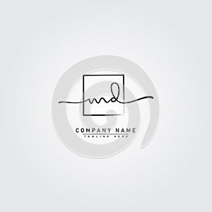 MD Initial Logo in Signature Style for Photography and Fashion Business - Hand Drawn Signature Logo Vector