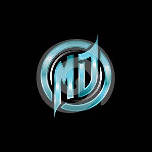 MD Initial Monogram Logo Circle Rounded