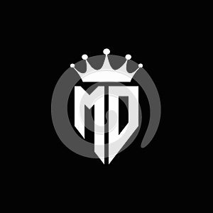 MD logo monogram emblem style with crown shape design template