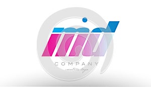 md m d alphabet letter combination pink blue bold logo icon design