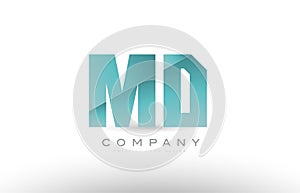 md m d alphabet letter green logo icon design