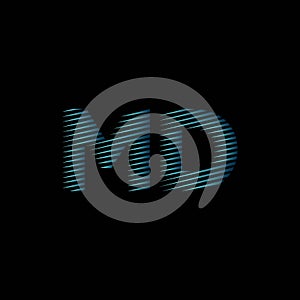 MD Monogram Lines Style Blue Light Vector