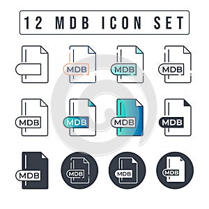 MDB File Format Icon Set. 12 MDB icon set