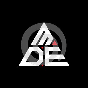 MDE triangle letter logo design with triangle shape. MDE triangle logo design monogram. MDE triangle vector logo template with red