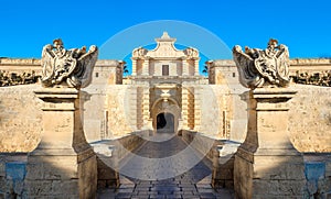 Mdina city gates. Old fortress. Malta