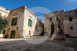 Mdina cobblestone medieval streets Malta. Mediterranean historic, touristic city