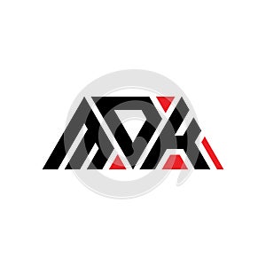 MDK triangle letter logo design with triangle shape. MDK triangle logo design monogram. MDK triangle vector logo template with red