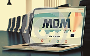 Mdm - on Laptop Screen. Closeup. 3D Illustration.