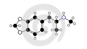 mdma molecule, structural chemical formula, ball-and-stick model, isolated image 3.4-methyl enedioxy methamphetamine
