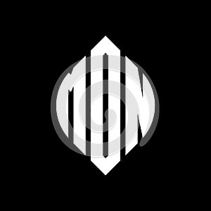 MDN circle letter logo design with circle and ellipse shape. MDN ellipse letters with typographic style. The three initials form a photo