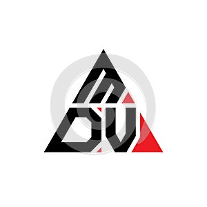 MDV triangle letter logo design with triangle shape. MDV triangle logo design monogram. MDV triangle vector logo template with red