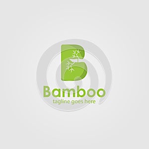 letter B Green Bamboo logo design template