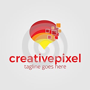 Creative box pixel logo design template