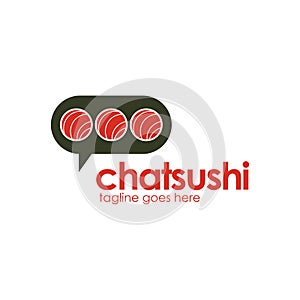 Chat Sushi logo design template