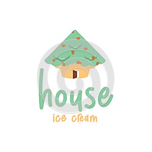 House Ice Cream logo design template