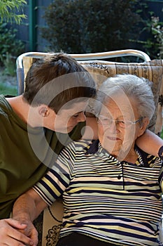 Me and grandma, boy visits his great-grandma