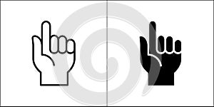Me hand icon. Two finger hand counting icon. Participate gesture hand symbol. Vector stock illustration. Flat and line design photo