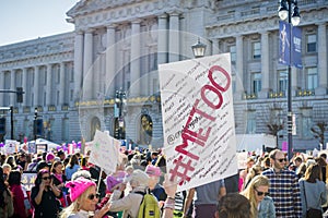 `Me too` sign raised high by a Women`s March participant