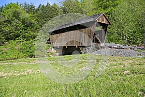 The meadow and covered bridge - Indian Creek covered bridge, 1898
