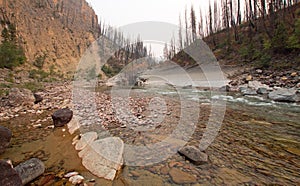 Meadow Creek Gorge on the South Fork of the Flathead River in the Bob Marshall Wilderness area in Montana USA