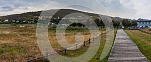 Meadow panorama hillside near beach