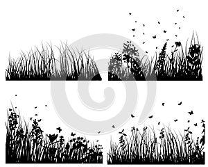 Meadow silhouettes set