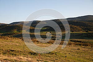 Meadow in spring with mountains