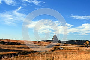 Meadow Stream in front of Devils Tower near Hulett and Sundance Wyoming near the Black Hills