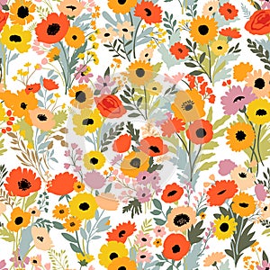 Meadow summer bright floral pattern