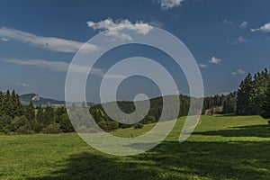 Meadow under Velky Choc hill near Jasenova village in north Slovakia in summer