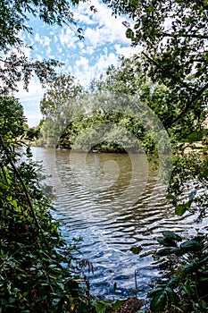 Meadowbank Park Lake Dorking Lanscape With Water Reflection Of Trees