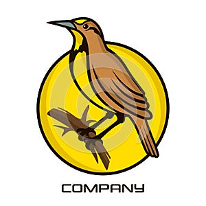 Meadowlark bird logo. Vector illustration.