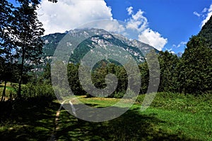 Meadows and moutains in the Valle Verzasca, Ticino