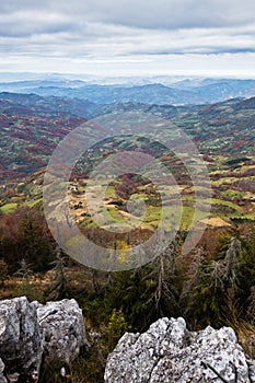 Meadows and rolling hills in autumn, Bobija mountain