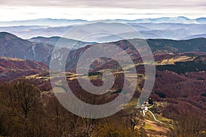 Meadows and rolling hills in autumn, Bobija mountain