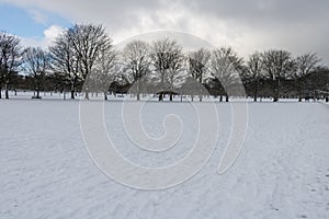 The meadows during the winter covered by snow in Edinburgh, Scotland